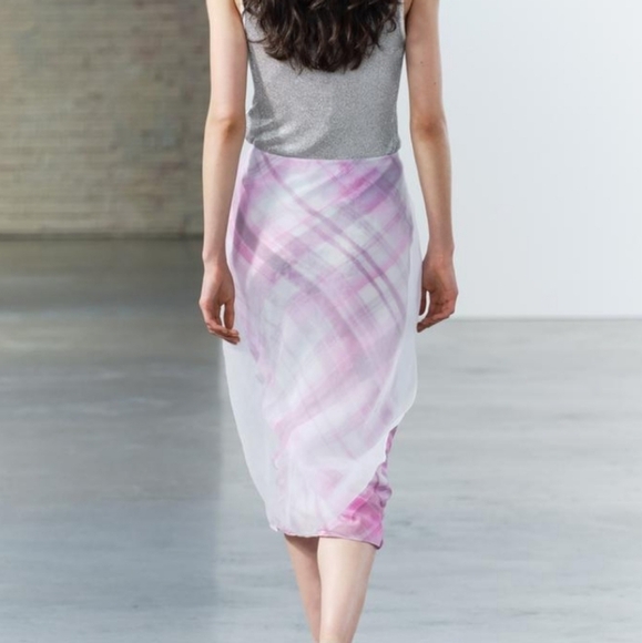 Zara Plaid Organza Skirt Sz-L - Picture 3 of 7